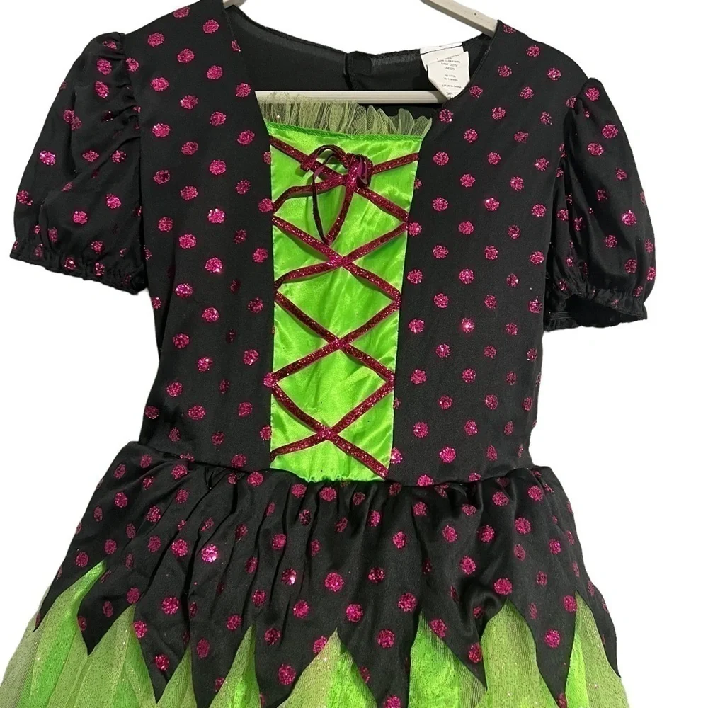 Girls Witch polka dot costume large